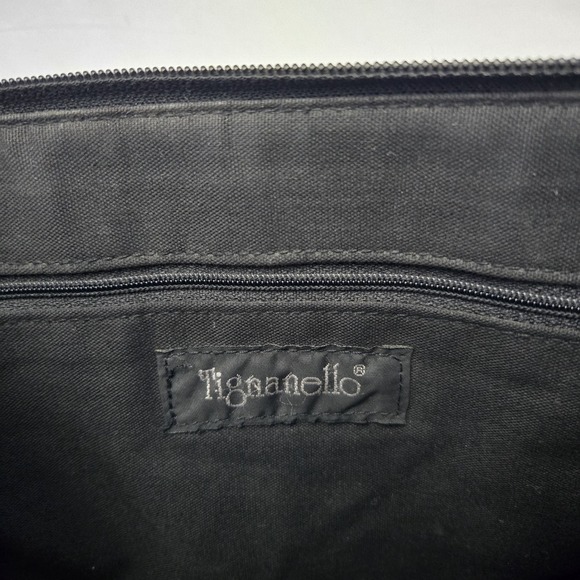 Tignanello Tig. Two Black Pebble Leather Double Strap Shoulder Purse Capsule - Picture 7 of 10